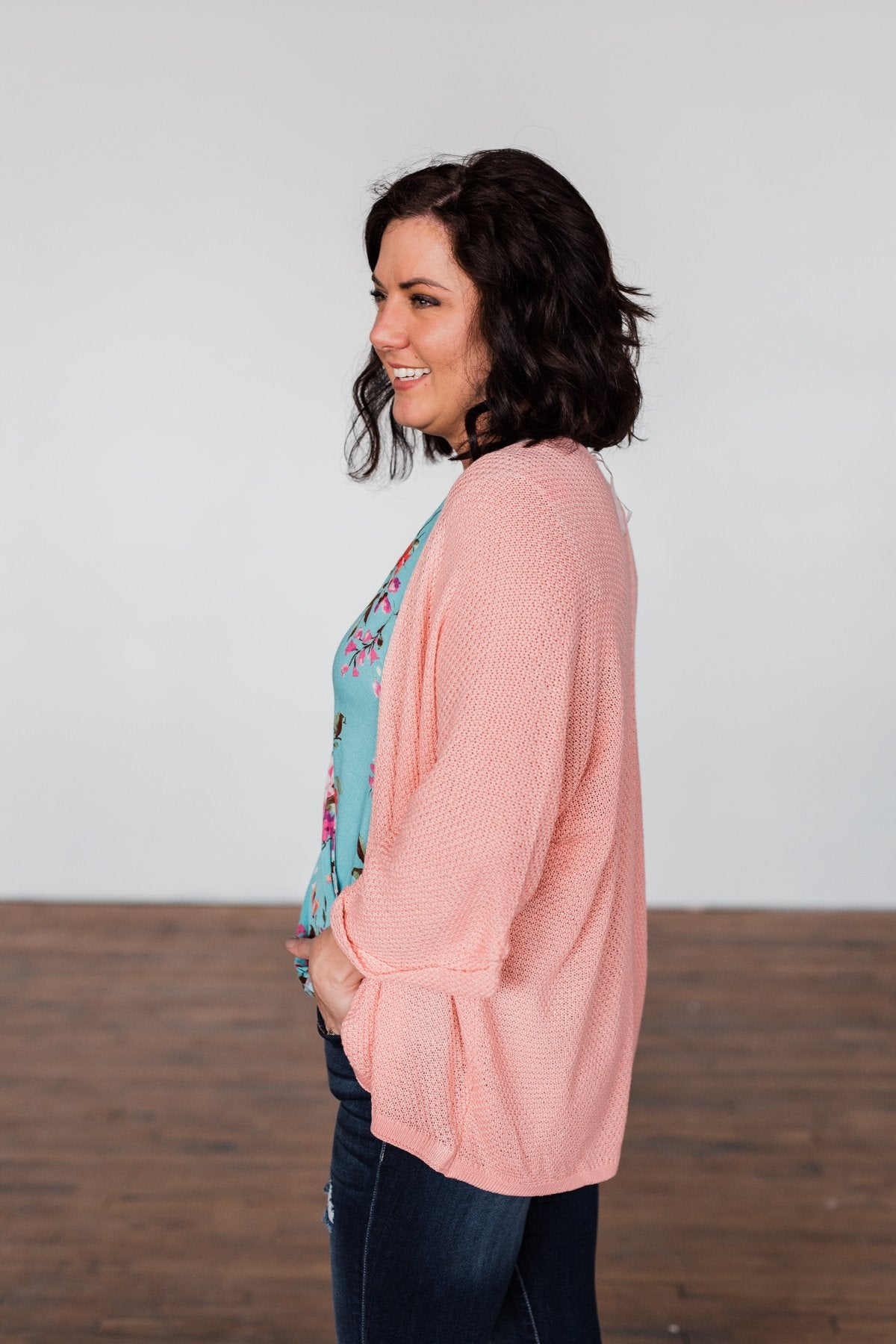 The Perfect Knit Cardigan- Salmon Pink