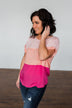 Made You Look Color Block Top- Peach & Fuchsia