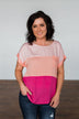 Made You Look Color Block Top- Peach & Fuchsia