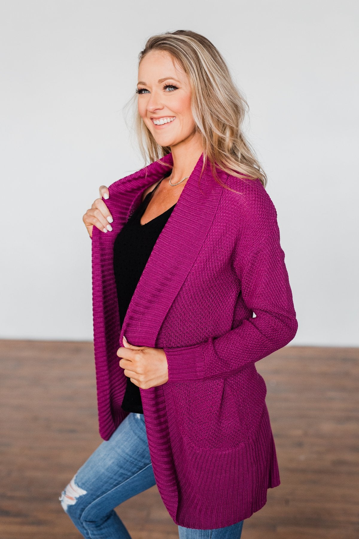 Magenta cardigan sales