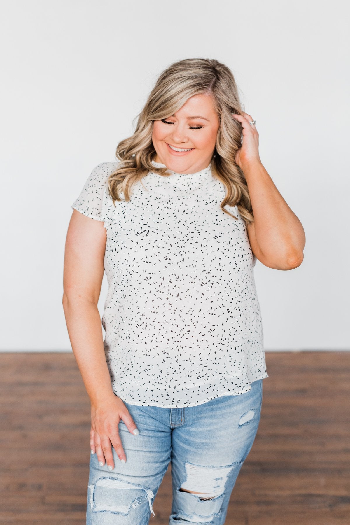 Give It A Go Ruffle Sleeve Top- Ivory