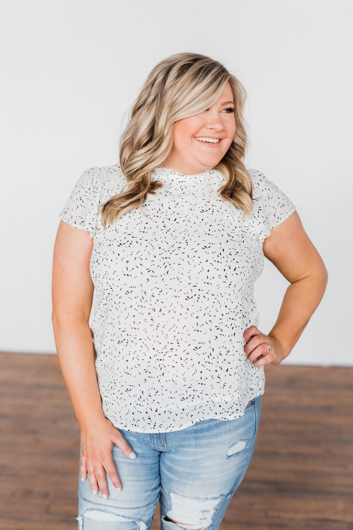 Give It A Go Ruffle Sleeve Top- Ivory