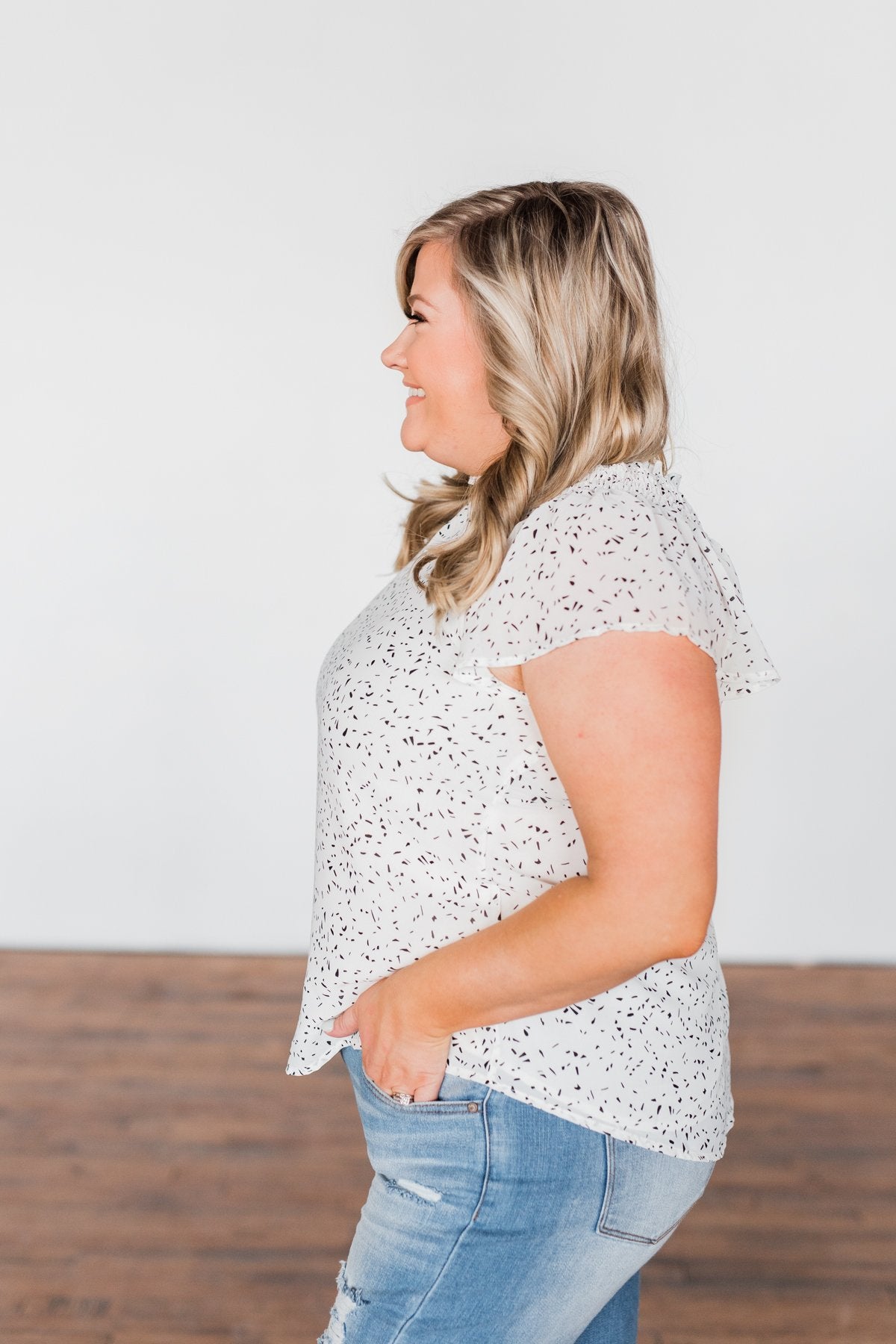 Give It A Go Ruffle Sleeve Top- Ivory