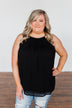 Caught My Heart Halter Tank Top- Black