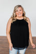Caught My Heart Halter Tank Top- Black
