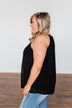 Caught My Heart Halter Tank Top- Black