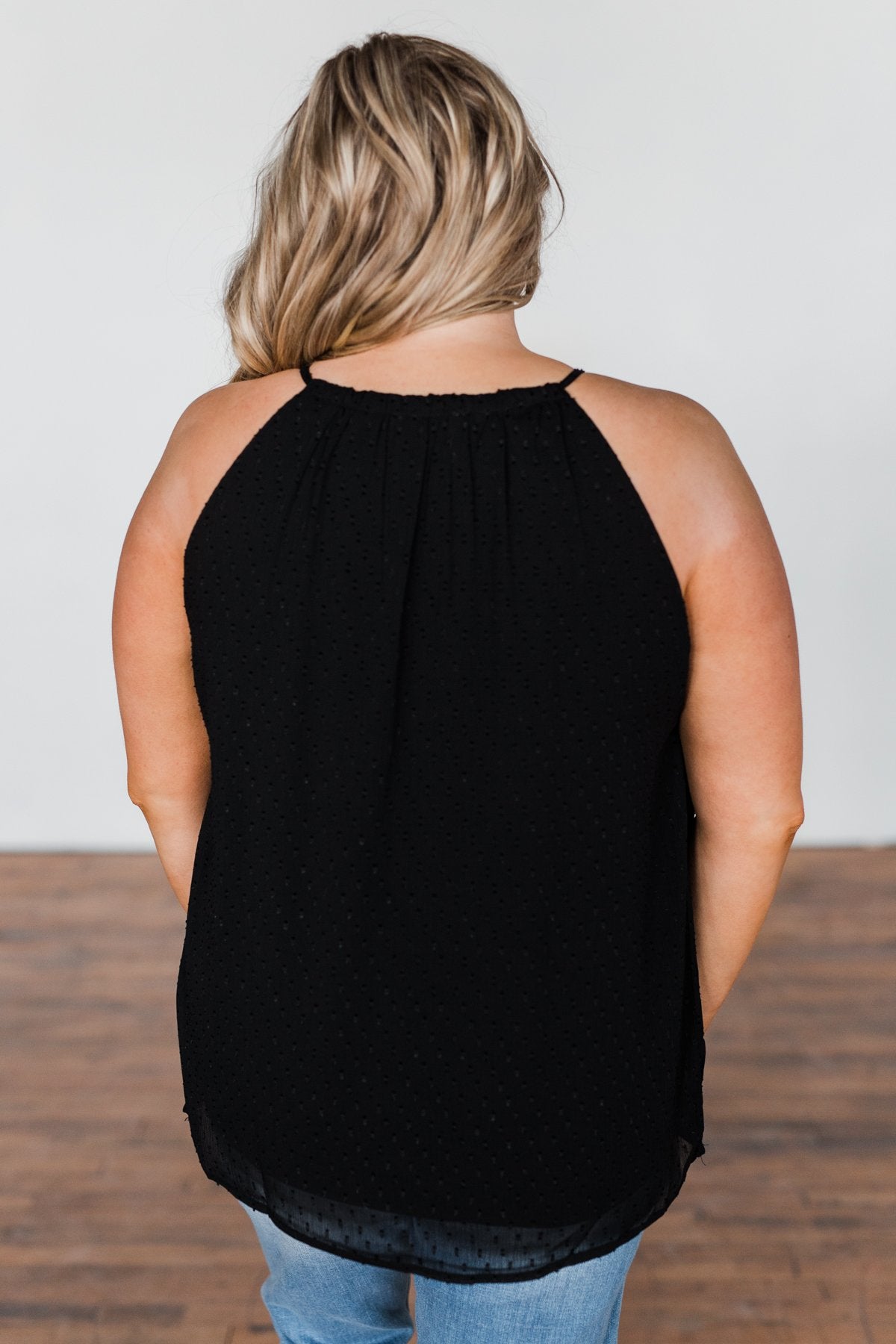 Caught My Heart Halter Tank Top- Black
