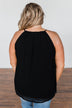 Caught My Heart Halter Tank Top- Black