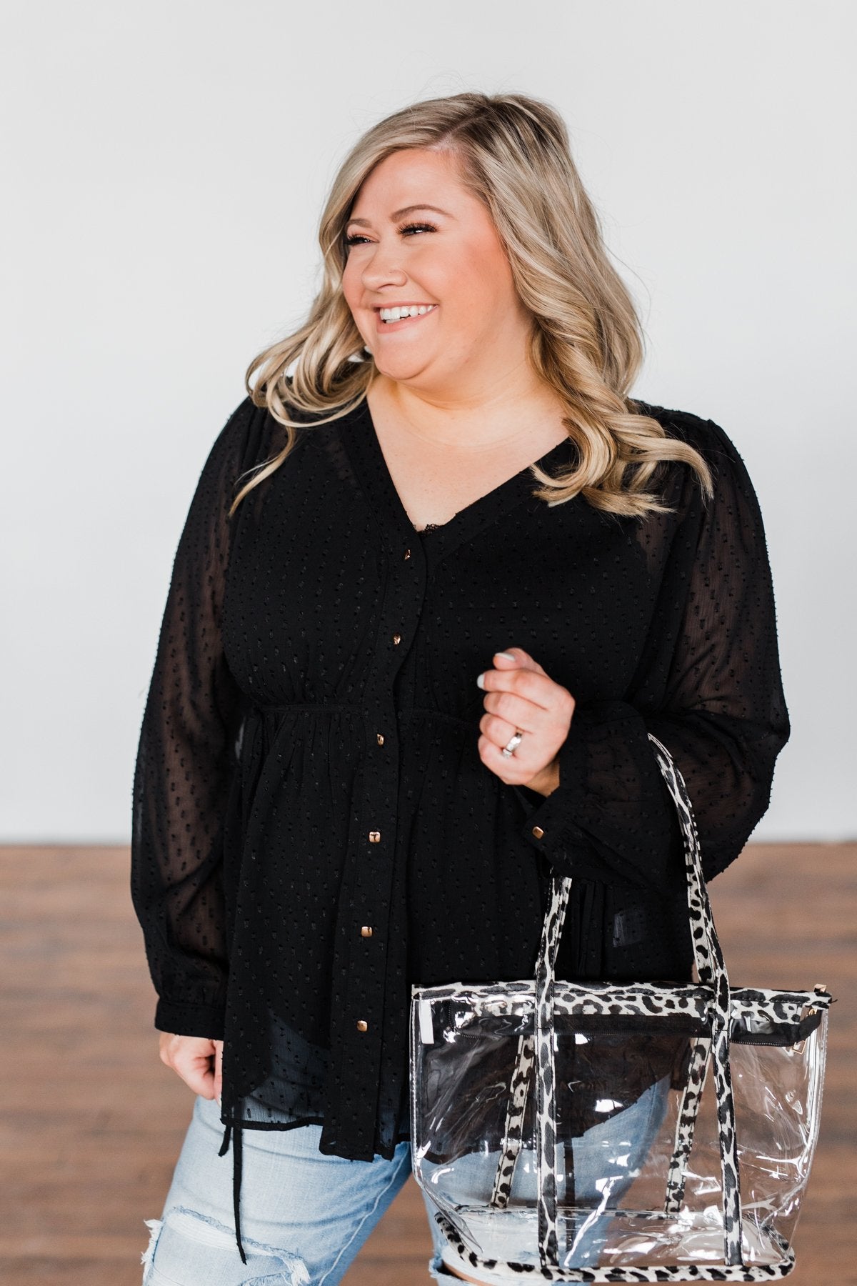 Get Together V-Neck Tie Blouse- Black