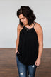 Caught My Heart Halter Tank Top- Black