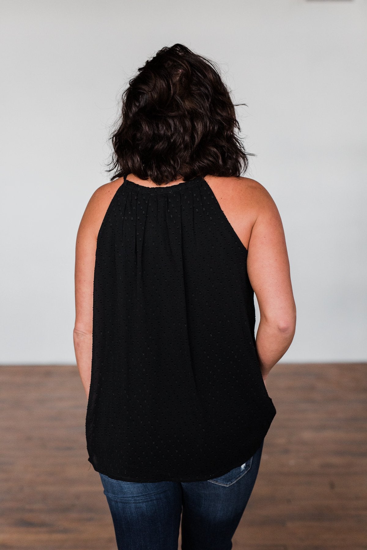 Caught My Heart Halter Tank Top- Black