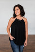 Caught My Heart Halter Tank Top- Black