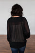 Get Together V-Neck Tie Blouse- Black