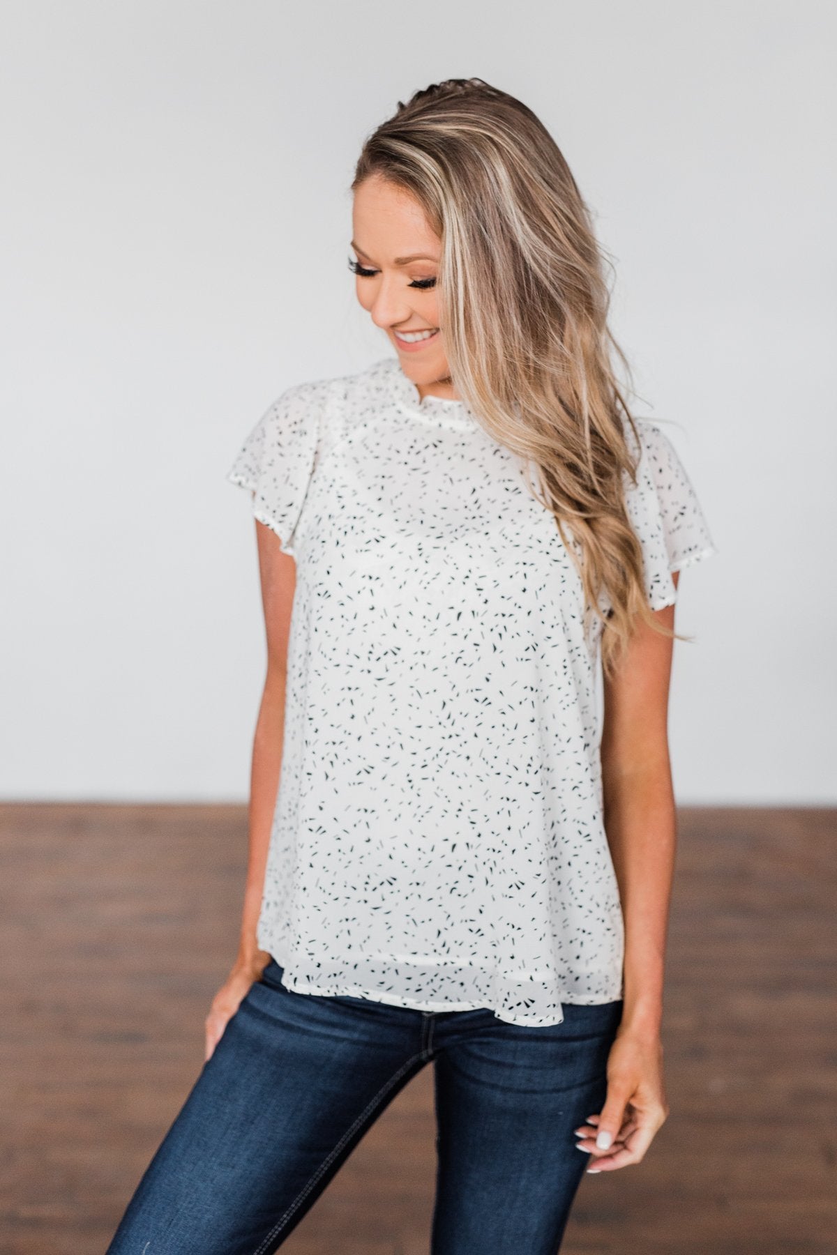 Give It A Go Ruffle Sleeve Top- Ivory