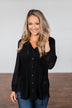 Get Together V-Neck Tie Blouse- Black