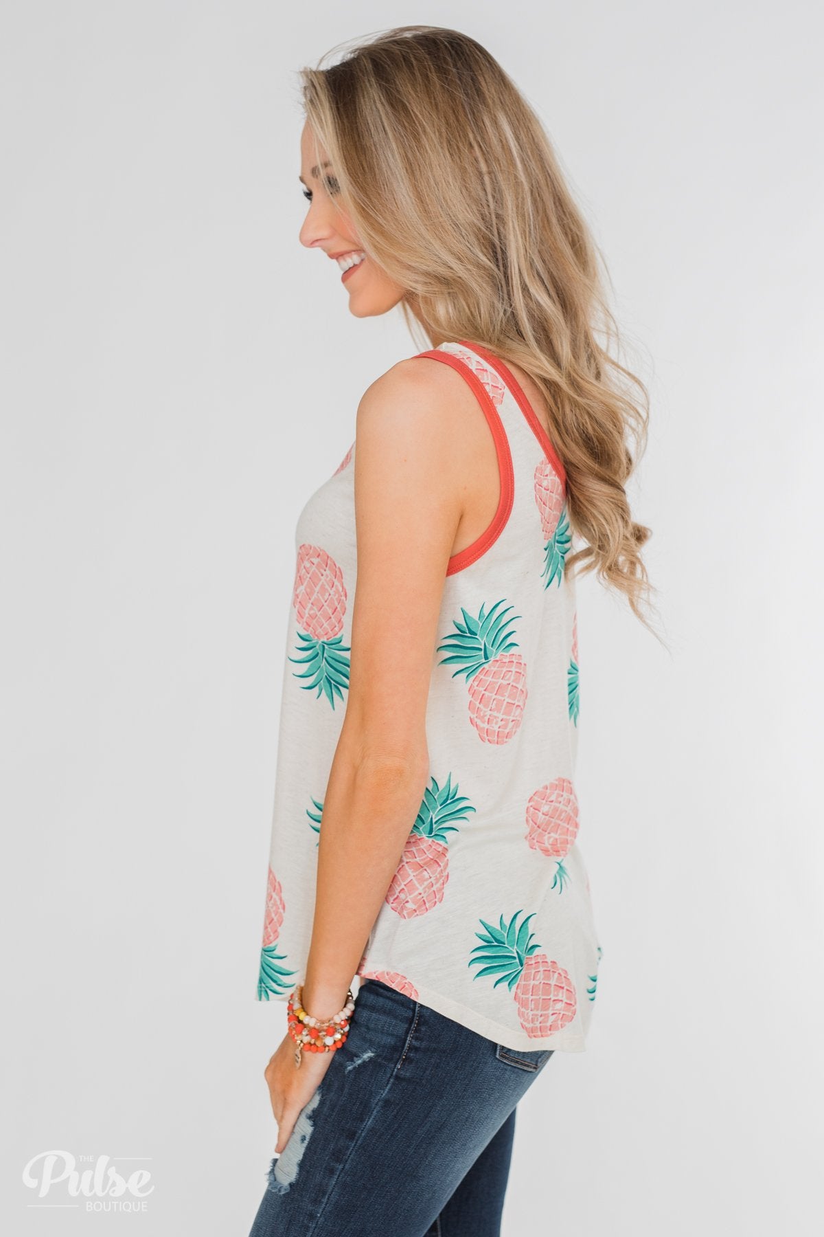 Time for Sunshine Pineapple Tank- Sand & Clay