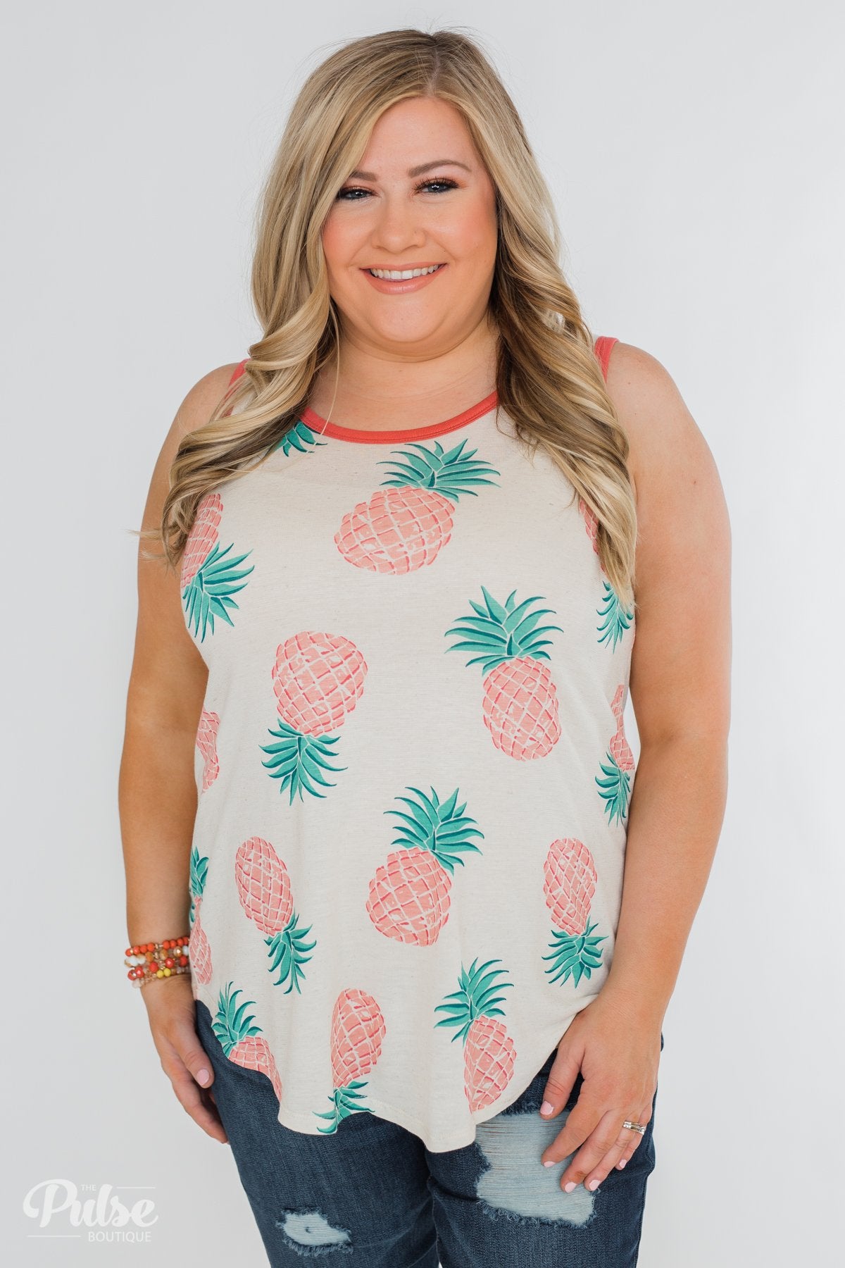 Time for Sunshine Pineapple Tank- Sand & Clay