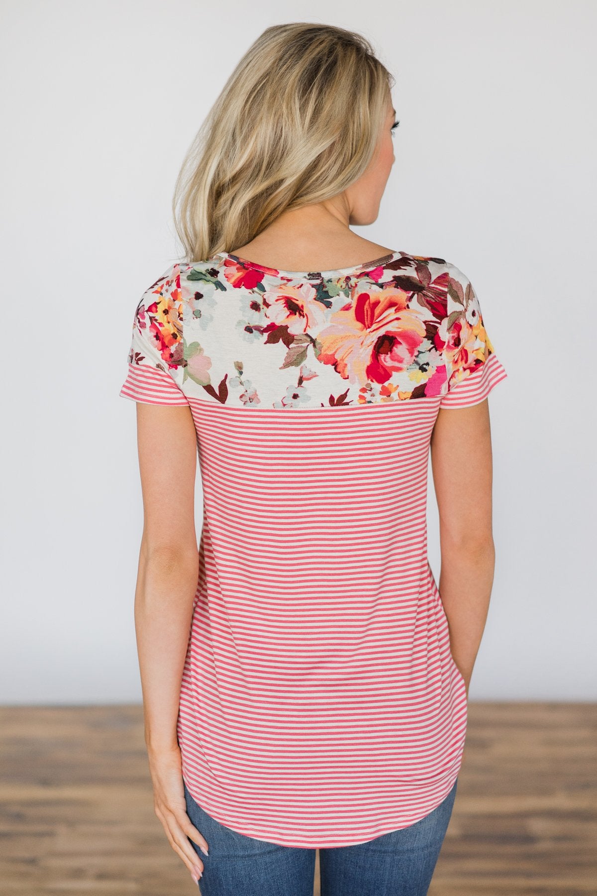 Somewhere in the Sun Floral & Stripes Pocket Top