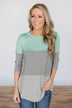Left with Memories Mint Colorblock Top