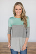 Left with Memories Mint Colorblock Top
