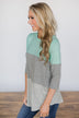 Left with Memories Mint Colorblock Top