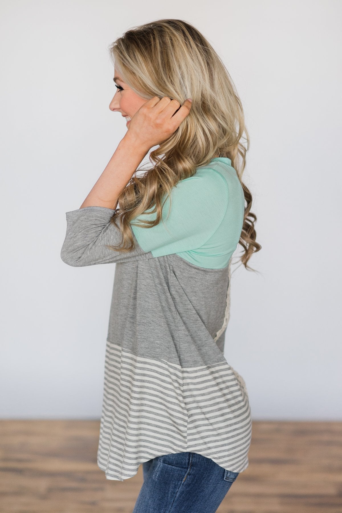 Left with Memories Mint Colorblock Top