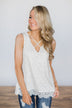 Last to Leave Ivory Lace Tank Top