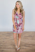 A Touch of Perfection Dark Mauve Floral Dress