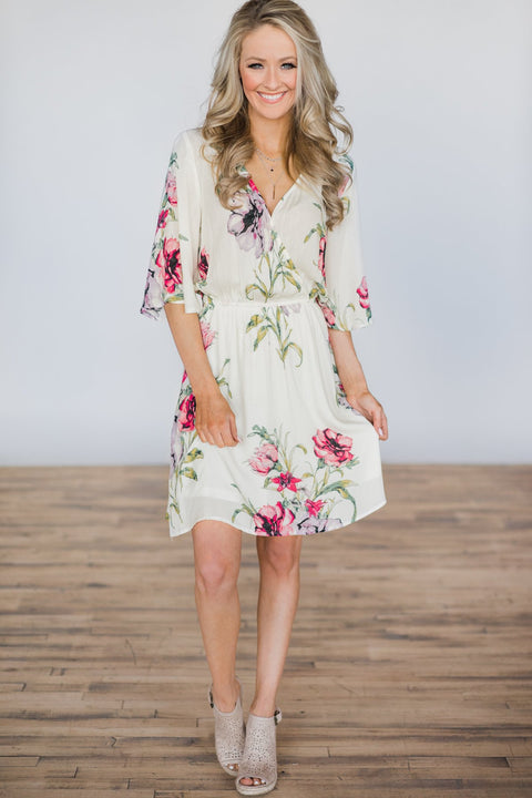 Right from the Start Cream Floral Dress – The Pulse Boutique