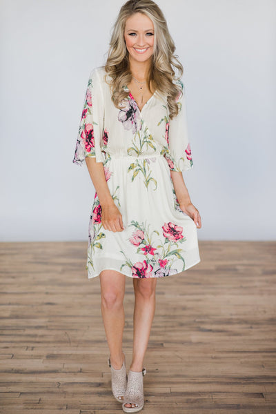 Right from the Start Cream Floral Dress – The Pulse Boutique