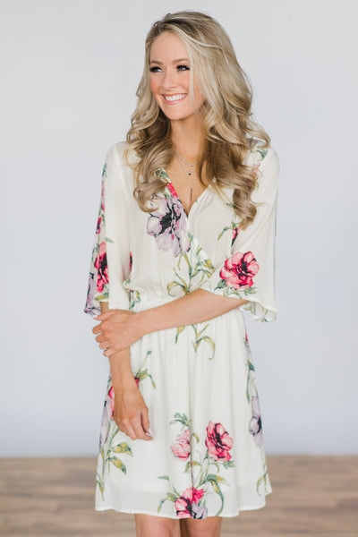 Right from the Start Cream Floral Dress – The Pulse Boutique