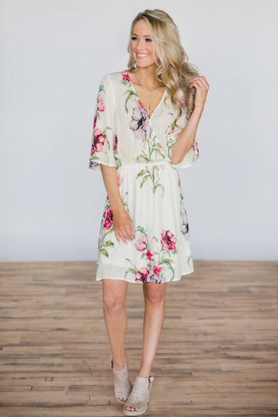 Right from the Start Cream Floral Dress – The Pulse Boutique