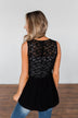 Come Back To Me Button Tank Top- Black