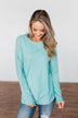 Well With My Soul Thermal Knit Top- Mint Blue