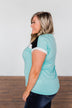 All I Have Striped Short Sleeve Top- Mint Blue