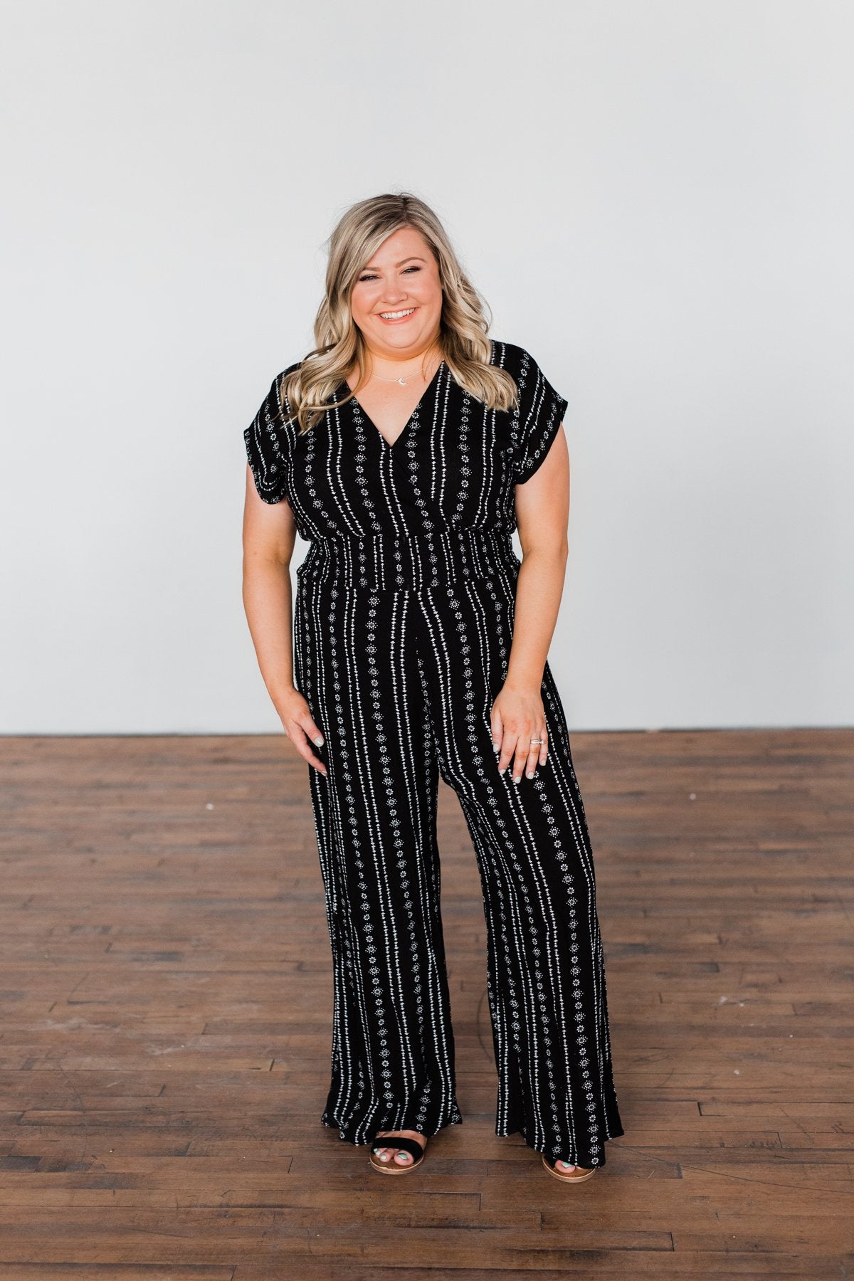 Dance All Night Striped Jumpsuit- Black
