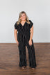 Dance All Night Striped Jumpsuit- Black