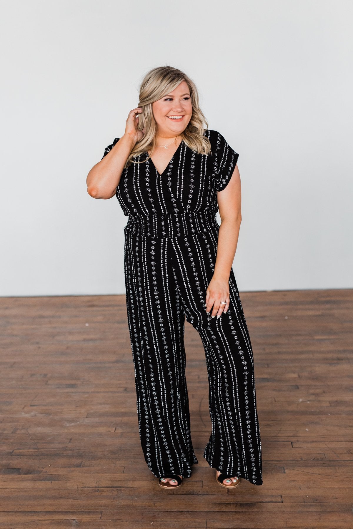 Dance All Night Striped Jumpsuit- Black