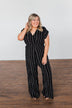 Dance All Night Striped Jumpsuit- Black