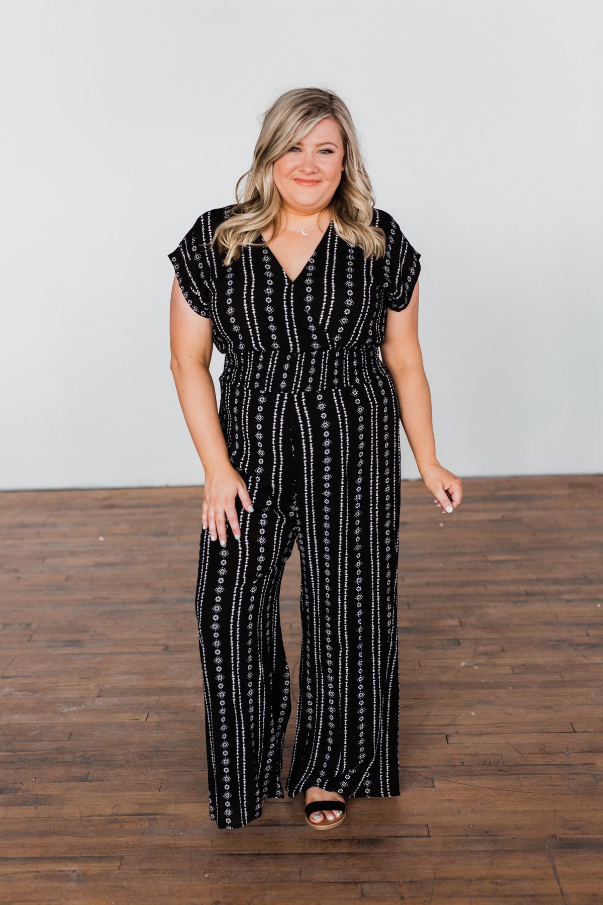Dance All Night Striped Jumpsuit- Black