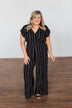 Dance All Night Striped Jumpsuit- Black