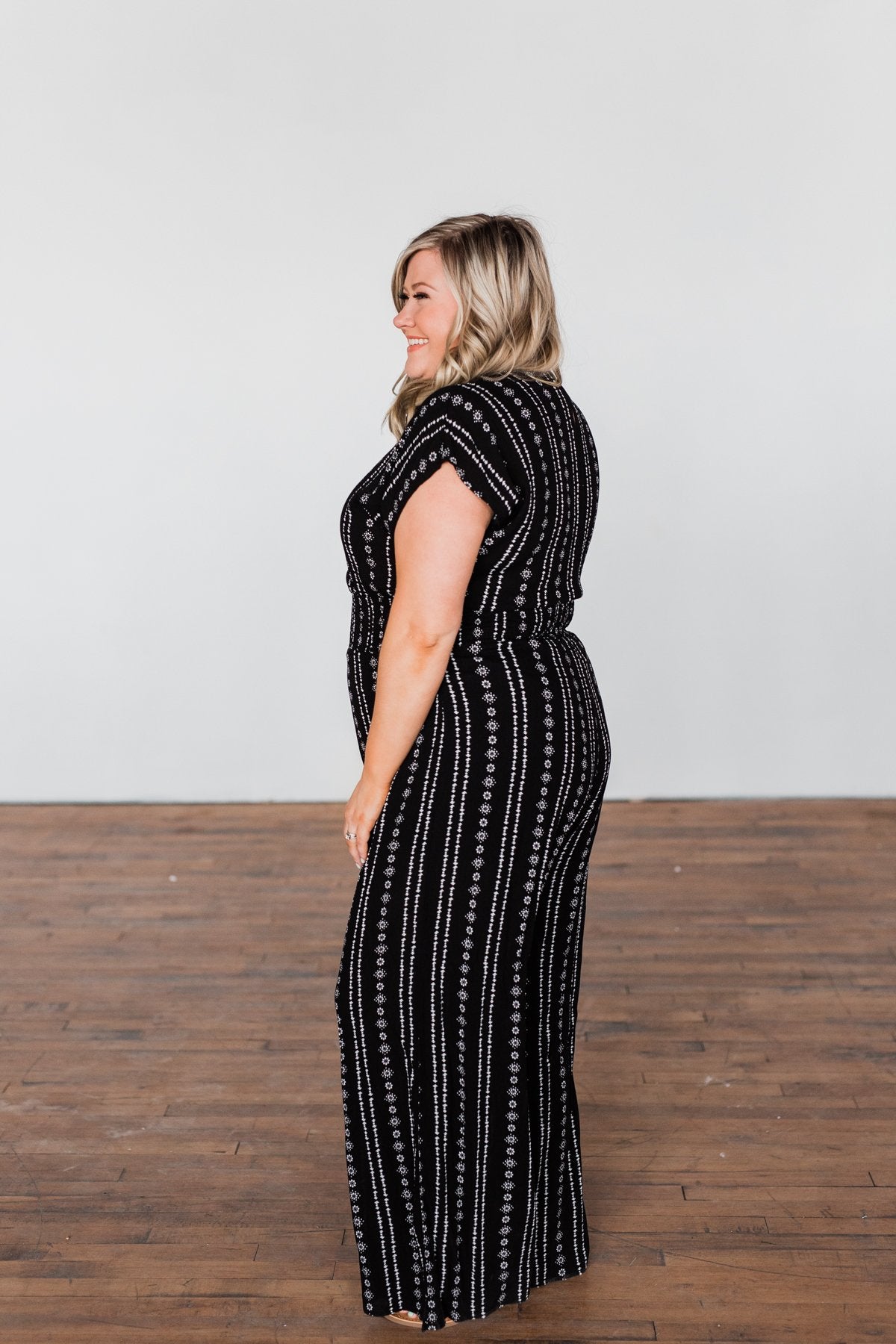 Dance All Night Striped Jumpsuit- Black