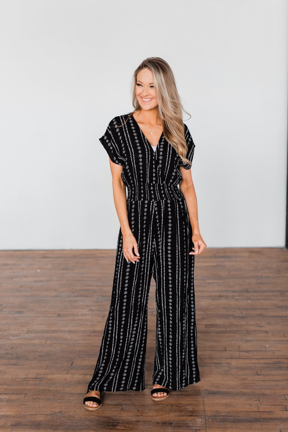 Dance All Night Striped Jumpsuit- Black