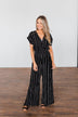 Dance All Night Striped Jumpsuit- Black