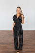 Dance All Night Striped Jumpsuit- Black