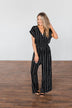 Dance All Night Striped Jumpsuit- Black
