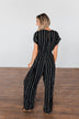 Dance All Night Striped Jumpsuit- Black