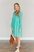 Believe In Miracles V-Neck Dress- Turquoise
