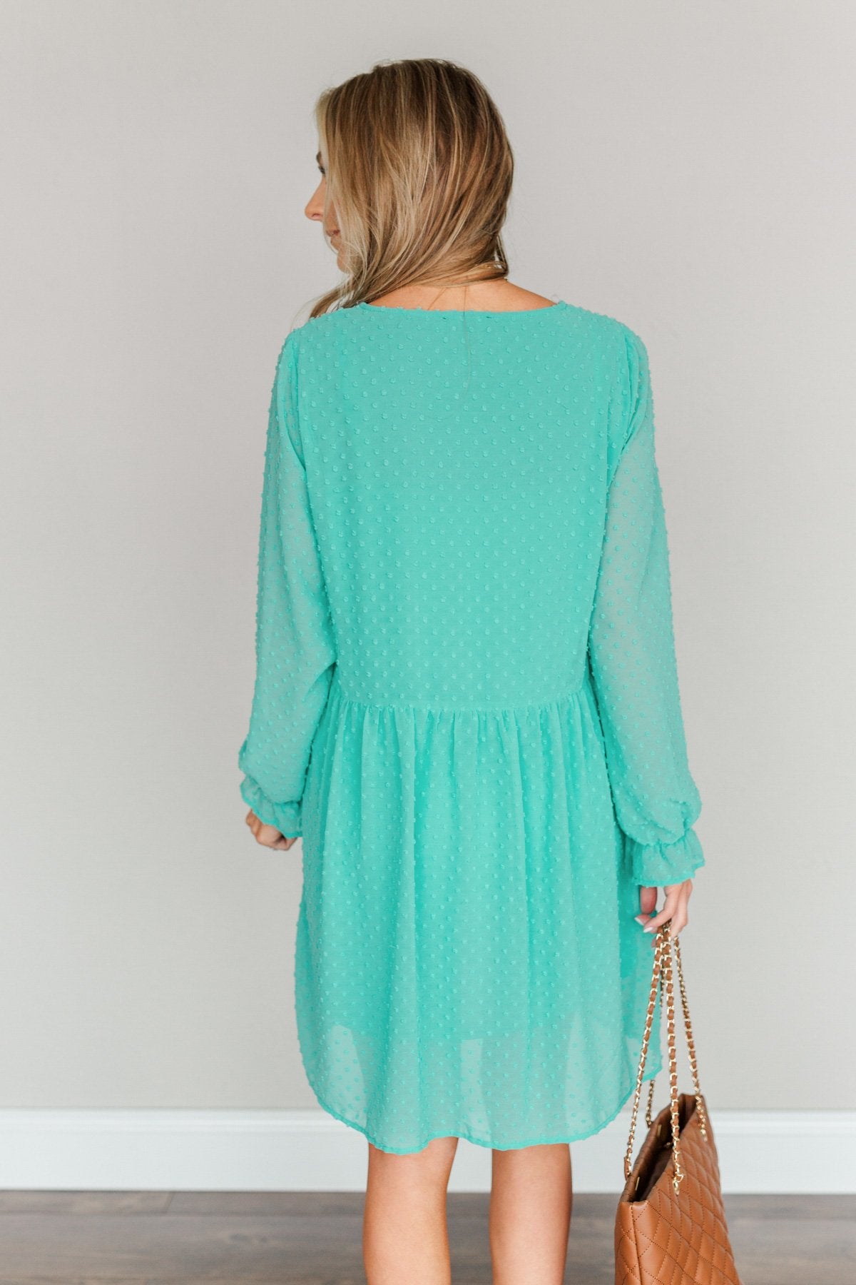 Believe In Miracles V-Neck Dress- Turquoise