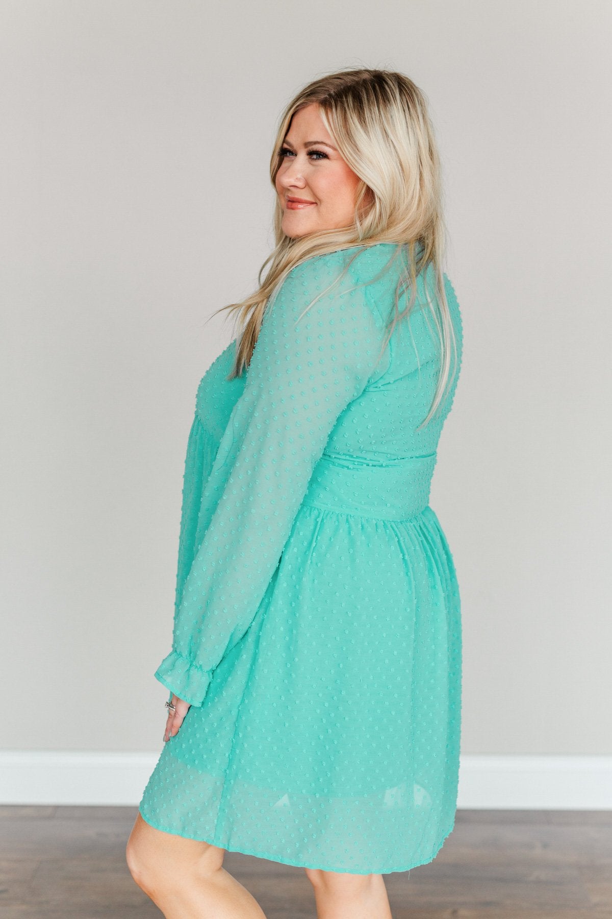 Believe In Miracles V-Neck Dress- Turquoise